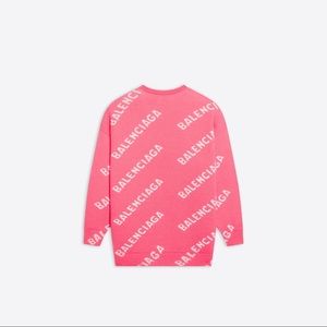 Balenciaga all over logo pink and white sweater